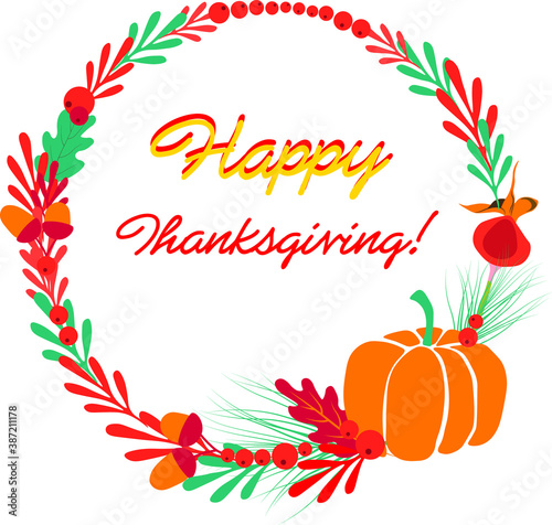 Thanksgiving autumn typography vector illustration. Vector celebration text. 