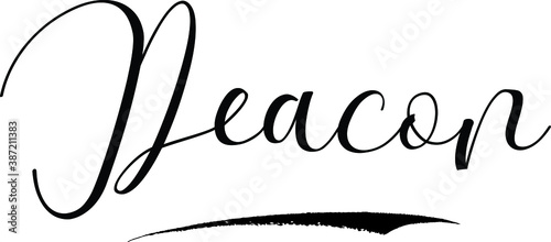 Deacon -Male Name Cursive Calligraphy on White Background
