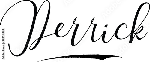 Derrick -Male Name Cursive Calligraphy on White Background