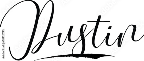 Dustin -Male Name Cursive Calligraphy on White Background photo