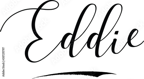 Eddie -Male Name Cursive Calligraphy on White Background