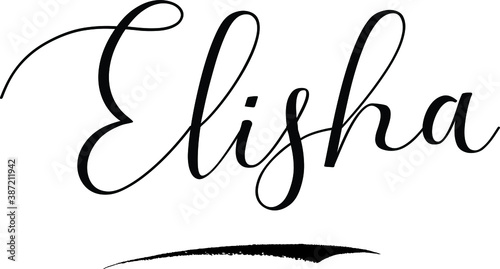 Elisha -Male Name Cursive Calligraphy on White Background photo