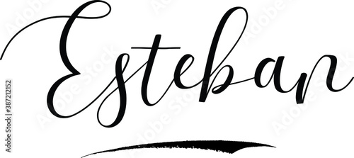Esteban -Male Name Cursive Calligraphy on White Background photo