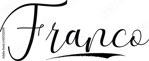 Franco -Male Name Cursive Calligraphy on White Background photo
