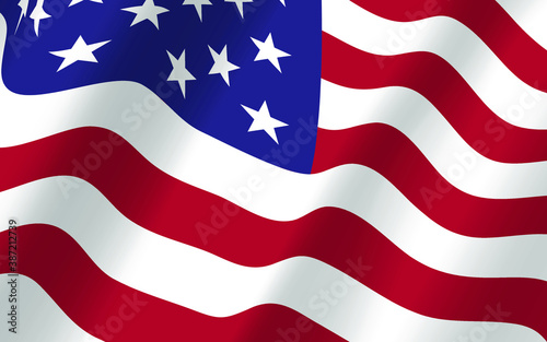 the US flag flapping in the wind. Vector illustration. Election day and 4th of July holiday
