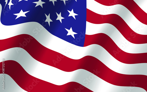 the US flag flapping in the wind. Vector illustration. Election day and 4th of July holiday
