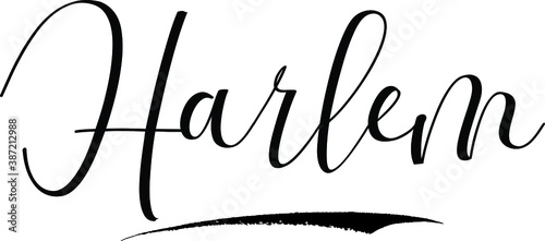 Harlem -Male Name Cursive Calligraphy on White Background