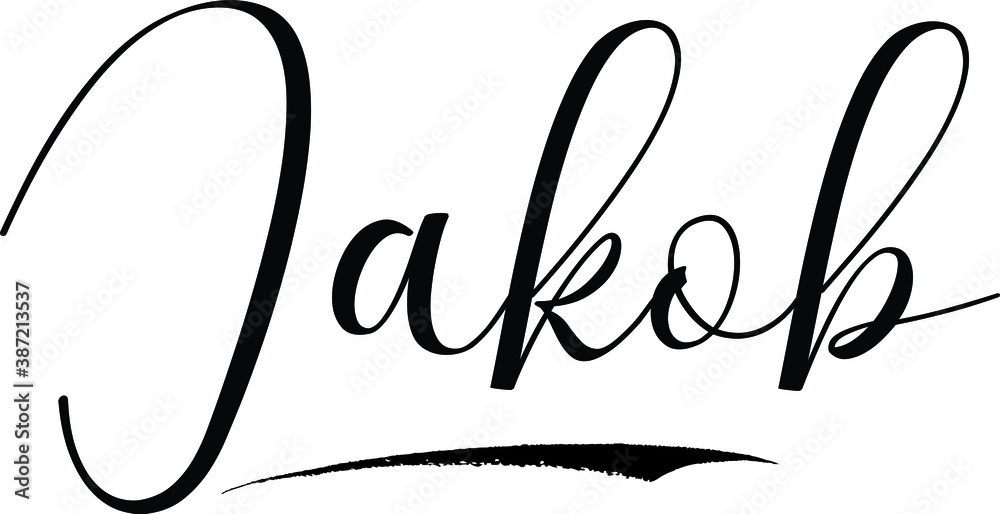 Jakob -Male Name Cursive Calligraphy on White Background Stock-Vektorgrafik  | Adobe Stock