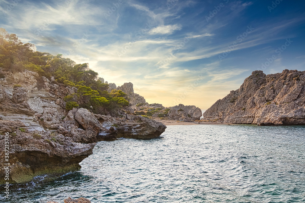 Beautiful landscape of wild Sterna beach, Mediterrenian sea, Greece