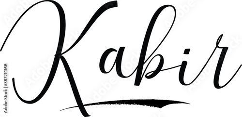  Kabir -Male Name Cursive Calligraphy on White Background photo