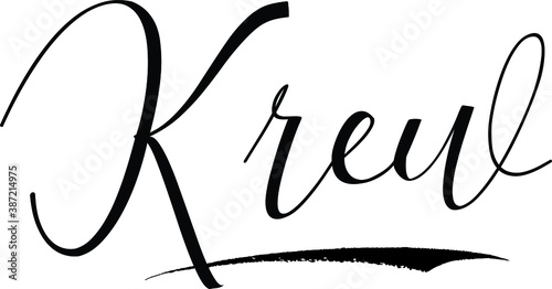 Krew -Male Name Cursive Calligraphy on White Background