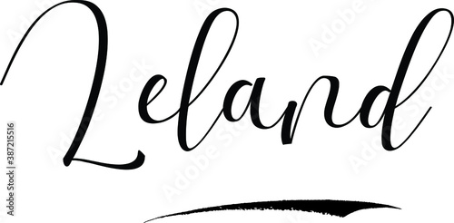 Leland-Male Name Cursive Calligraphy on White Background