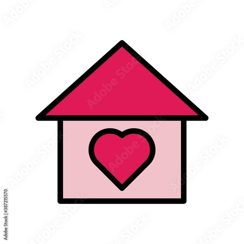 Love Home Stay At Home Flat Icon Color Design Vector Template Illustration