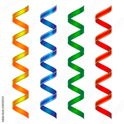 Greeting colored ribbons for your design. Christmas decoration. Templates for decorating the new year.