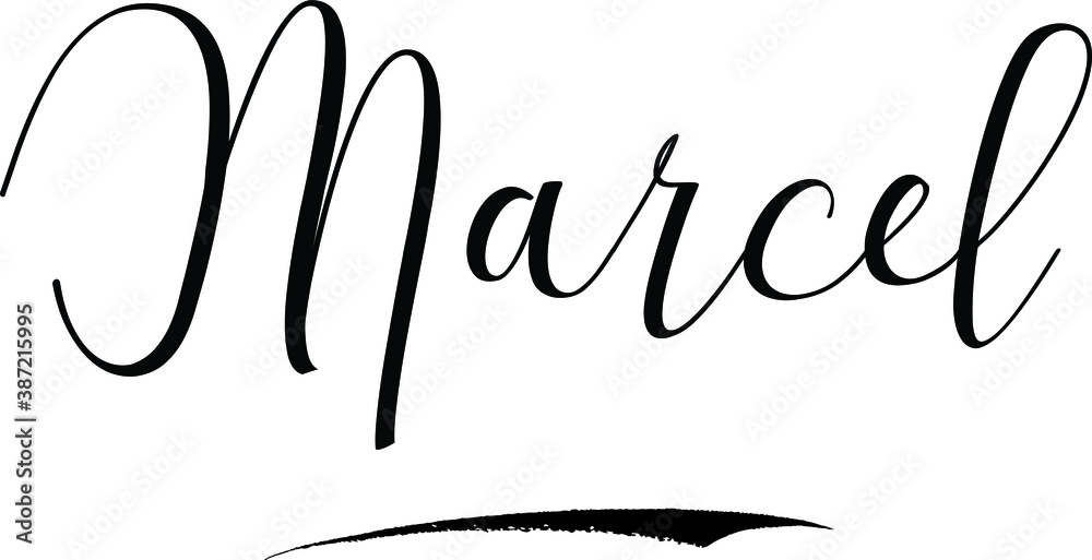 Obraz premium Marcel -Male Name Cursive Calligraphy on White Background