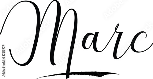 Marc -Male Name Cursive Calligraphy on White Background