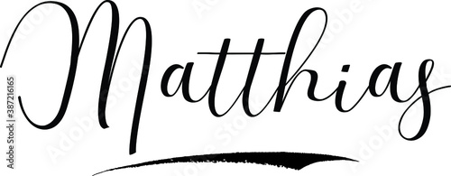 Matthias -Male Name Cursive Calligraphy on White Background