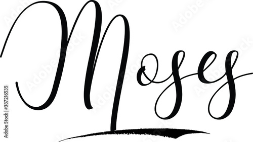 Moses -Male Name Cursive Calligraphy on White Background