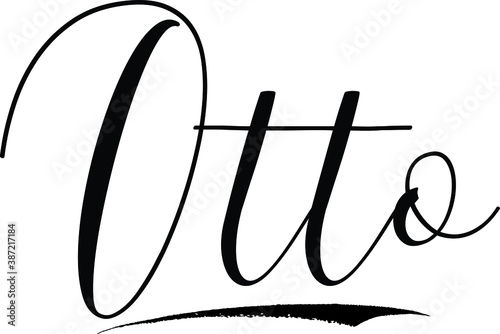 Photos Otto -Male Name Cursive Calligraphy on White Background