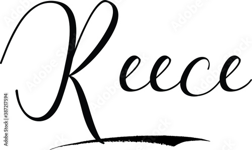 Reece -Male Name Cursive Calligraphy on White Background