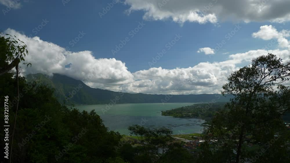 day time bali island famous volcano lake hill top panorama 4k indonesia day time bali island famous volcano lake hill top panorama 4k indonesia