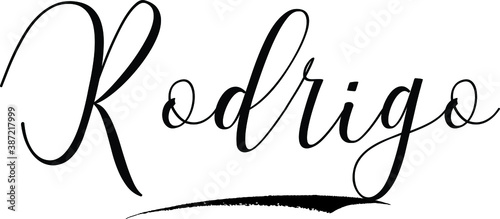 Photos Rodrigo -Male Name Cursive Calligraphy on White Background
