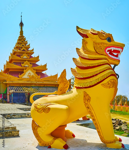 Chinthe lion of Aung Sakkya Pagoda, Maha Bodhi Ta Htaung Monastery, Monywa, Myanmar photo