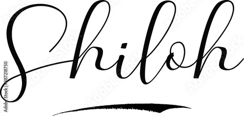 Shiloh -Male Name Cursive Calligraphy on White Background