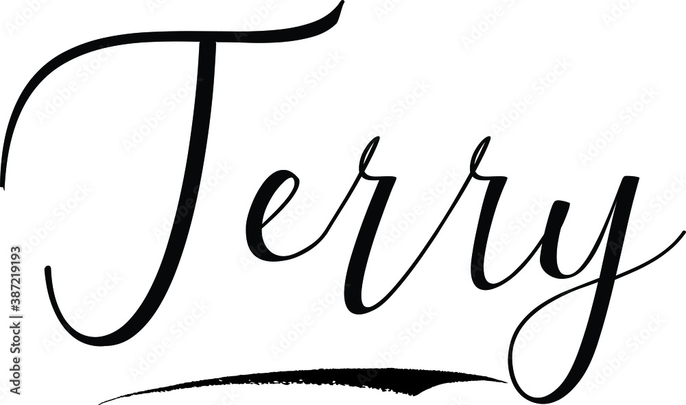 Terry -Male Name Cursive Calligraphy on White Background Terry -Male Name Cursive Calligraphy on White Background