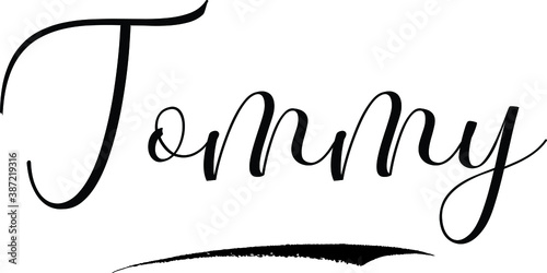 Tommy -Male Name Cursive Calligraphy on White Background photo