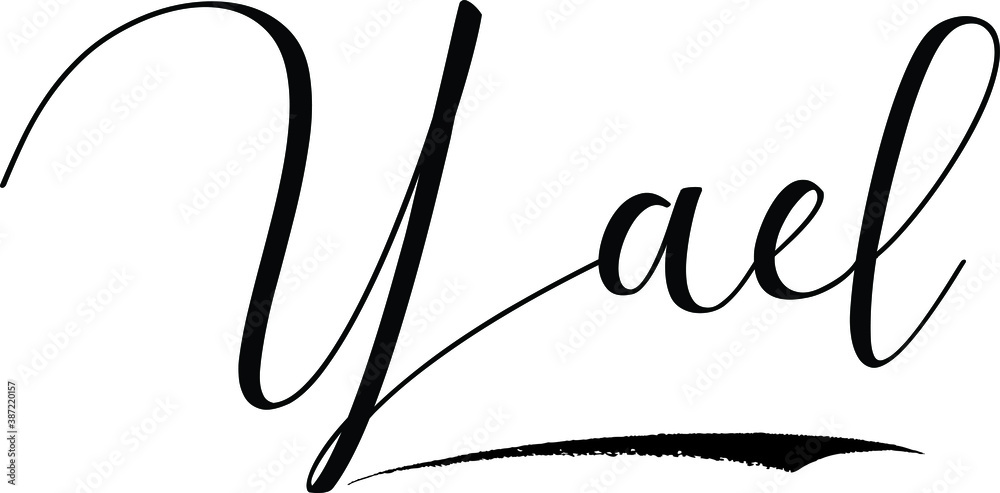 Yael -Male Name Cursive Calligraphy on White Background Stock-Vektorgrafik  | Adobe Stock