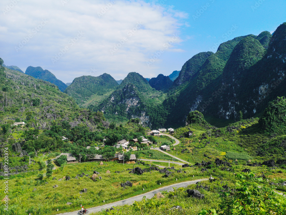 Dong Vang plateau geopark scenery in Ha Giang, Vietnam