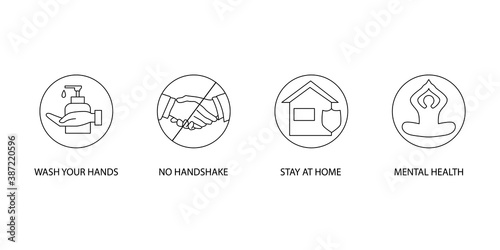 Wallpaper Mural Prevention and stop coronavirus line icons design isolated on white background Torontodigital.ca