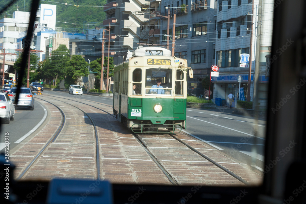 Naklejka premium 長崎の路面電車