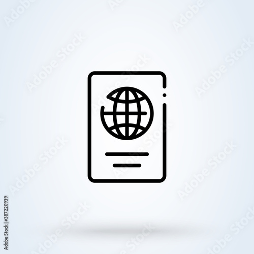 International passport sign line icon or logo. Travel concept. passport visa vector linear illustration.