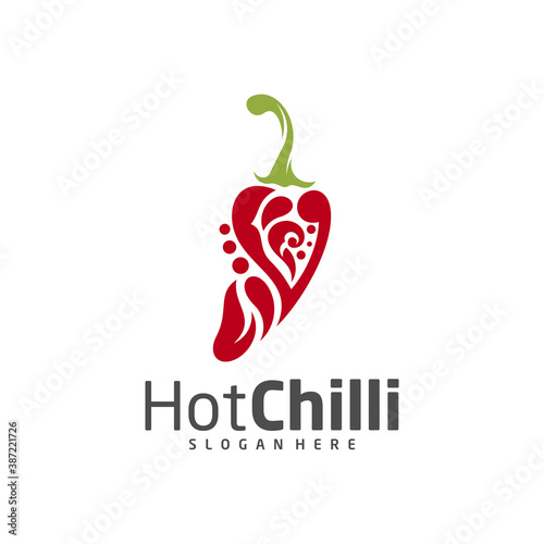 Chili logo design vector template, Red Chili Illustration, Symbol Icon
