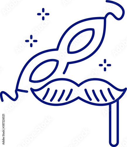 line icon, Hygge, carnival mask and mustache