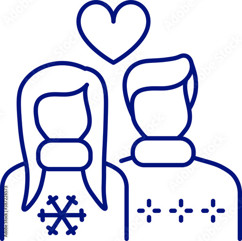 line icon, Hygge, couple in love