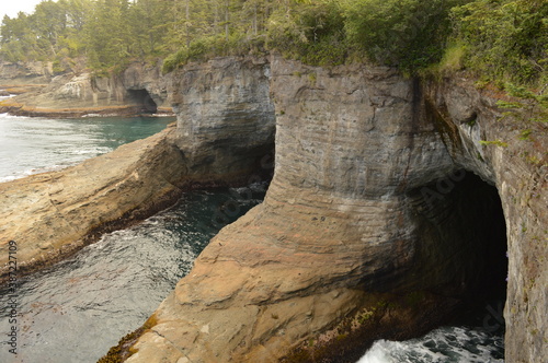 Hiking and camping in the enchanting forest around Shi Shi Beach on the Olympic Peninsula of Washington State, USA