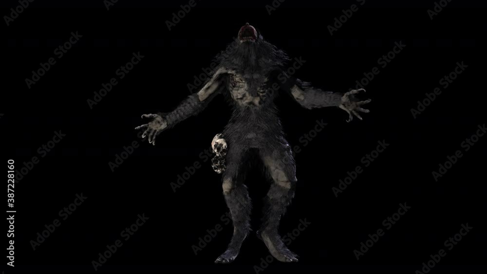 Seamless animation of a wendigo,a rageous monster zombie isolated with alpha channel. Scary halloween background of a creepy creature for events and parties. Seamless animation of a wendigo,a rageous monster zombie isolated with alpha channel. Scary halloween background of a creepy creature for events and parties.