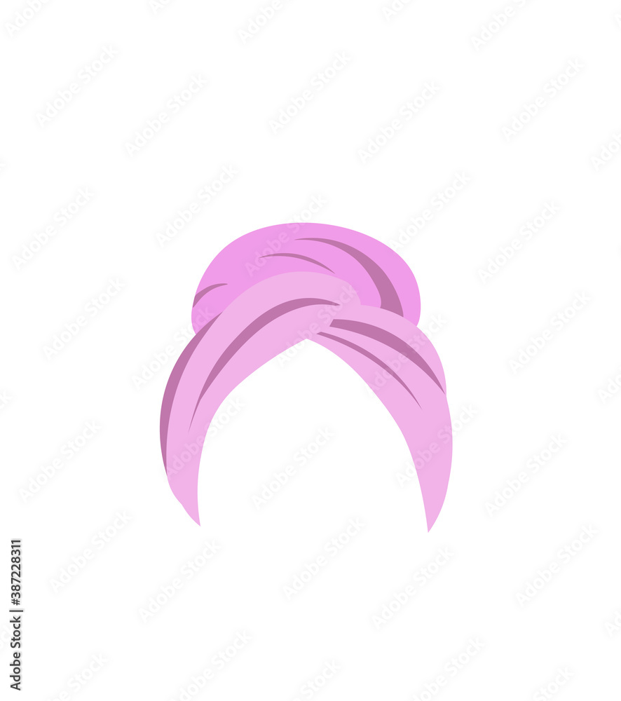 Pink wrapped towel, headband, vector illustration