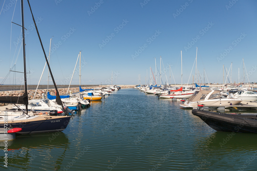 Tallinn, Estonia - JULY 19, 2018: Yachts in new maritime recreation center Haven Kakumae Marina.