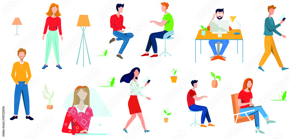 Business People busy with work. Office staff.Vector Illustration. Business People busy with work. Office staff.Vector Illustration.