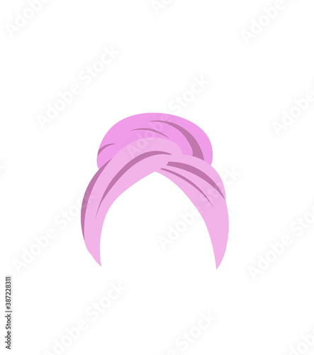 Pink wrapped towel, headband, vector illustration