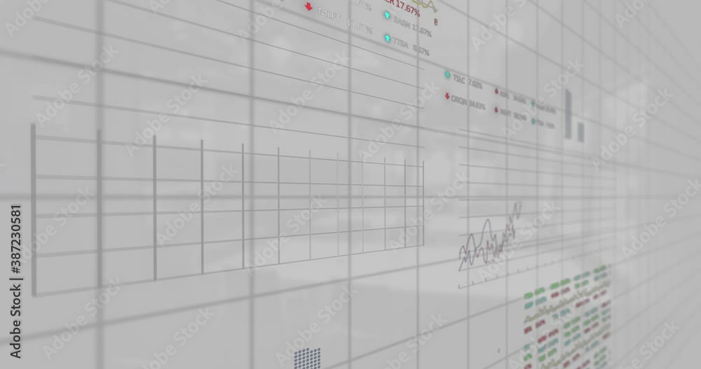 Financial data processing against white background Financial data processing against white background