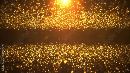 4K 3D Christmas golden light shine Blinking Dust particles bokeh loopable on Light Loop background, holiday congratulation greeting party happy new year, christmas celebration concept Animation photo