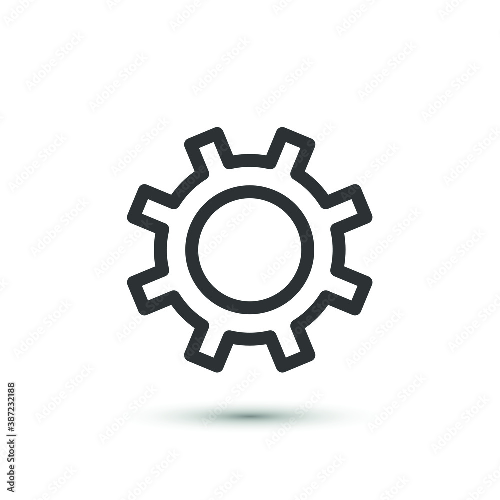 Vector settings icon. Wheel symbol. For design, web site design, logo, app, UI.