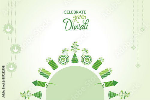 Greeting for celebrate green diwali concept