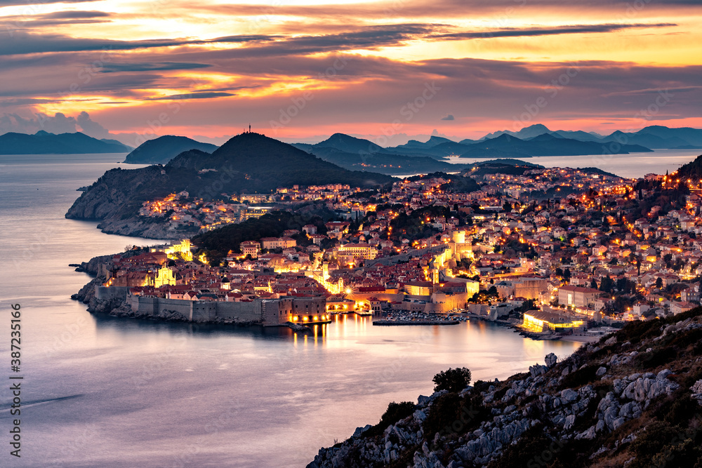 Dubrovnik Old town sunset Croatia