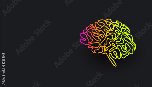 Trendy illustration of a gradient human on a dark background with copy space. Creative creation idea concept